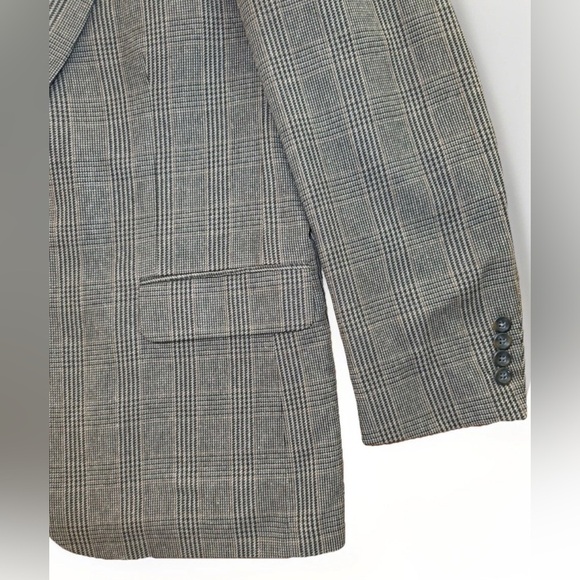 Oscar De La Renta Silk Blazer Mens Size 43 Brown Sport Coat Jacket Houndstooth - Picture 8 of 10